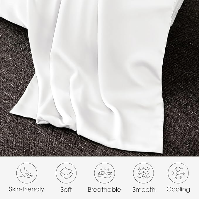 100% Silk Pillow Cases 2 Pack King Size Mulberry Silk Pillowcase for Hair and Skin Set of 2 Highest Grade 6A Silk Soft Breathable Cooling with Hidden Zipper, White
