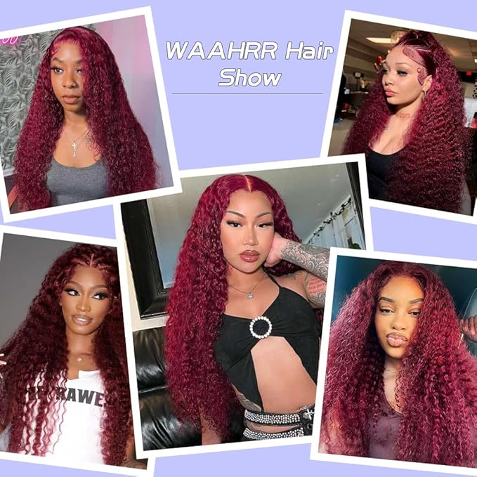 28 Inch Burgundy Wig Human Hair 13x6 Deep Wave Lace Front Wigs 200 Density 99j Burgundy HD Lace Front Wigs Human Hair Pre Plucked Red Colored Deep Curly Wig for Women
