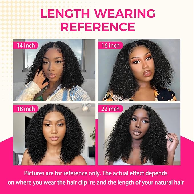 Lashey Seamless Clip in Hair Extensions Human Hair Kinky Curly 110g 7pcs PU Clip ins Natural Black 100% Real Human Hair 24 Inch