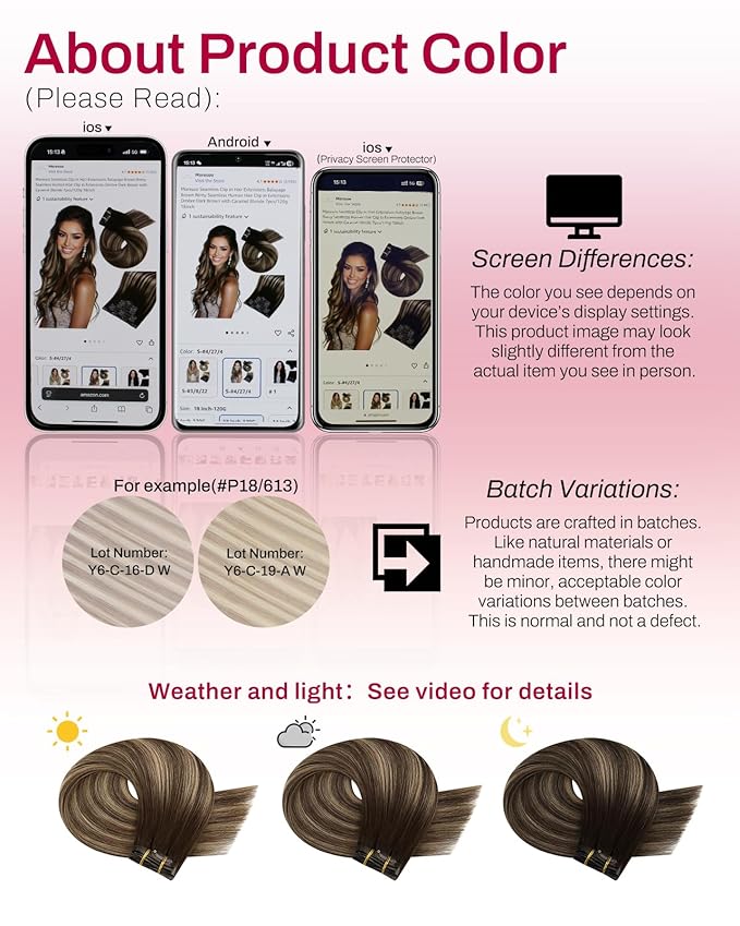 Moresoo Seamless Hair Extensions Clip in Dark Brown with Caramel Blonde Balayage Hair Extensions Clip in Human Hair Short Pu Skin Weft for Women 14inch 7pcs 120g