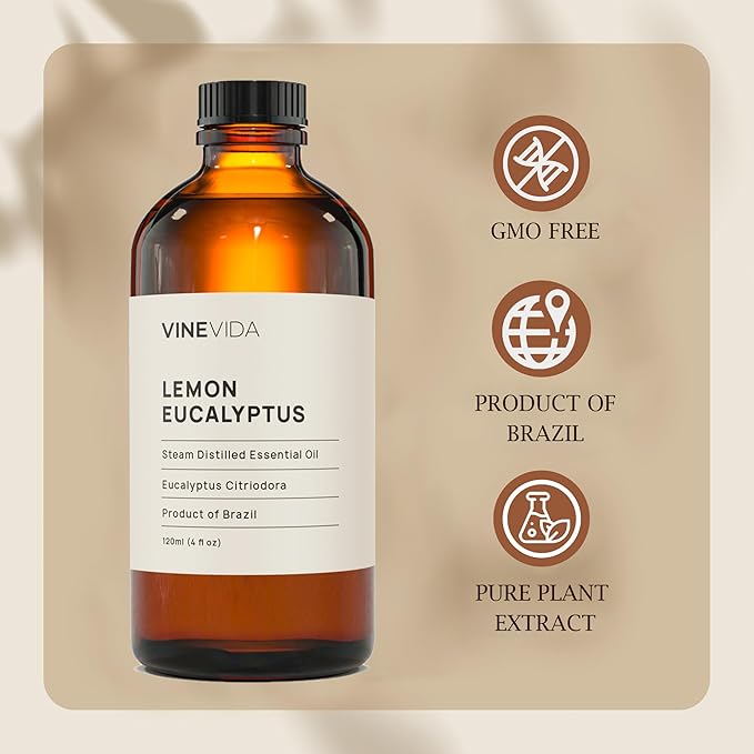 VINEVIDA Lemon Eucalyptus Essential Oil 4 oz - Undiluted - 120ml