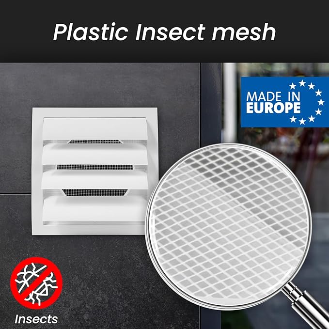 Repa Market 6 Inch White Dryer Vent Cover/Duct Cover for Walls or Ducting/ABS Plastic Grille with Flaps and Insect Screen/Exhaust and Dryer Vent Covers for Indoor & Outdoor Use