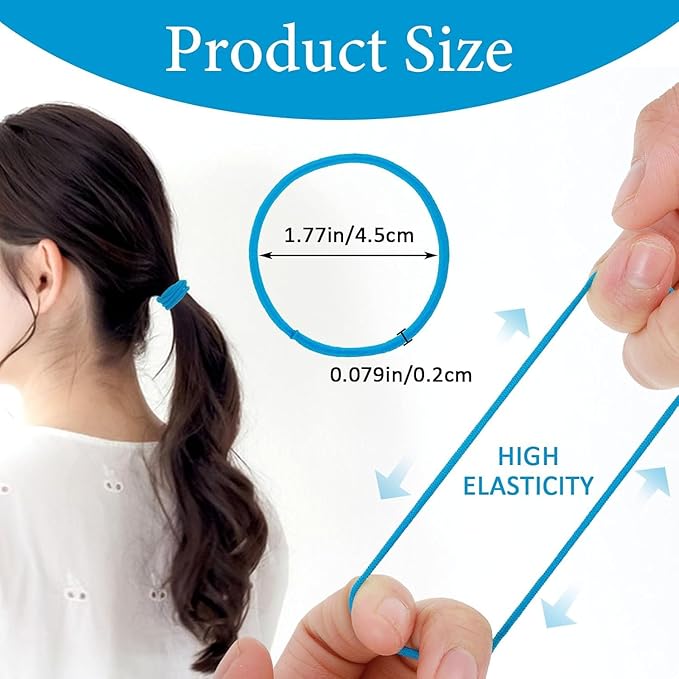 200 Pcs 2mm Elastic Hair Ties Colorful Rubber Bands For Hair Pony Ponytail Holders Hair Ties 2mm In 20 Colors Elastic Bands For Women, Girls, Medium To Thick And Curly Hair