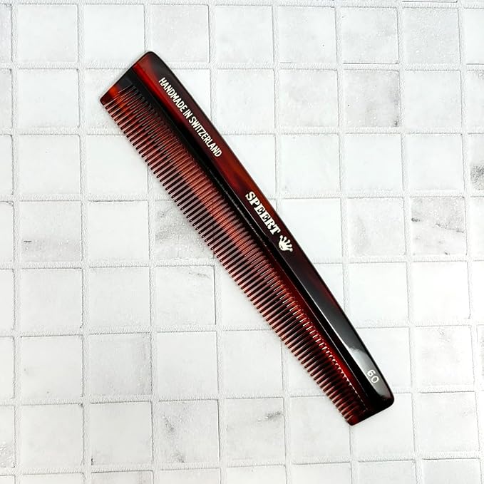 #60 Handmade Narrow Tooth Comb Tortoise Havana Acetate Fine Straight Thin Detangling Parting Grooming Teasing Hair Styling Hairdresser Barber Hairdressing Wet Dry Pocket Travel Women Men Kids