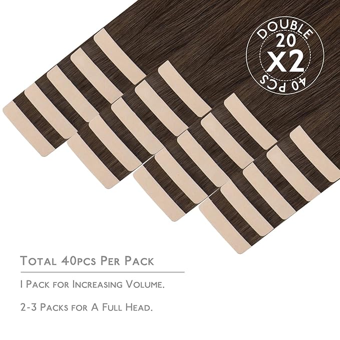 WENNALIFE Tape in Hair Extensions Human Hair, 40pcs 80g 12 inch Chocolate Brown Hair Extensions Real Human Hair Straight Tape in Extensions Invisible Human Hair Extensions Reusable Real Hair Extension