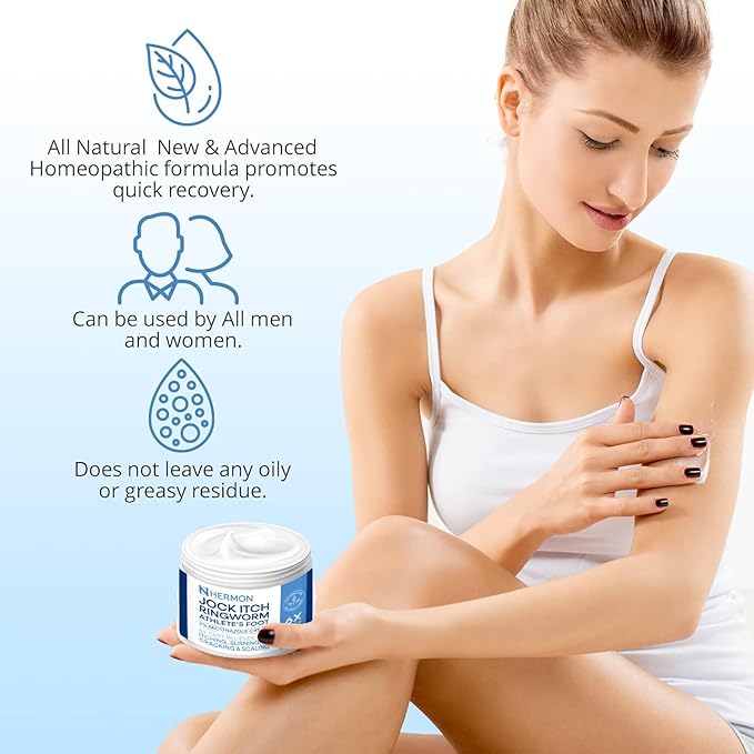 Hermon Jock Itch Antifungal Cream, Ringworm Treatment for Humans, Psoriasis Treatment, Psoriasis Scalp Treatment, Ringworm Cream for Humans, Foot & Body Balm, Provides Soothing Relief-100ml