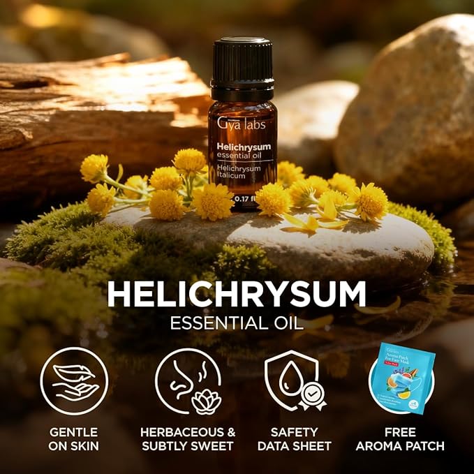 Gya Labs Helichrysum Essential Oil - 0.17 Fl Oz - for Hair, Skin, Diffuser, Aromatherapy & DIY Candle Making Scent
