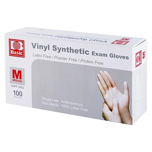 Disposable Medical Clear Vinyl Exam Gloves Industrial Gloves - Latex-Free & Powder-Free 100PCS - Medium