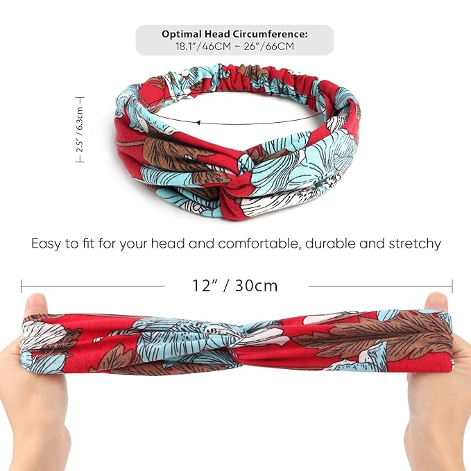 Elastic Knotted Headbands for Women Cloth Head Hair Bands for Women's Hair Non Slip Boho Wrap Twisted Hair Accessories