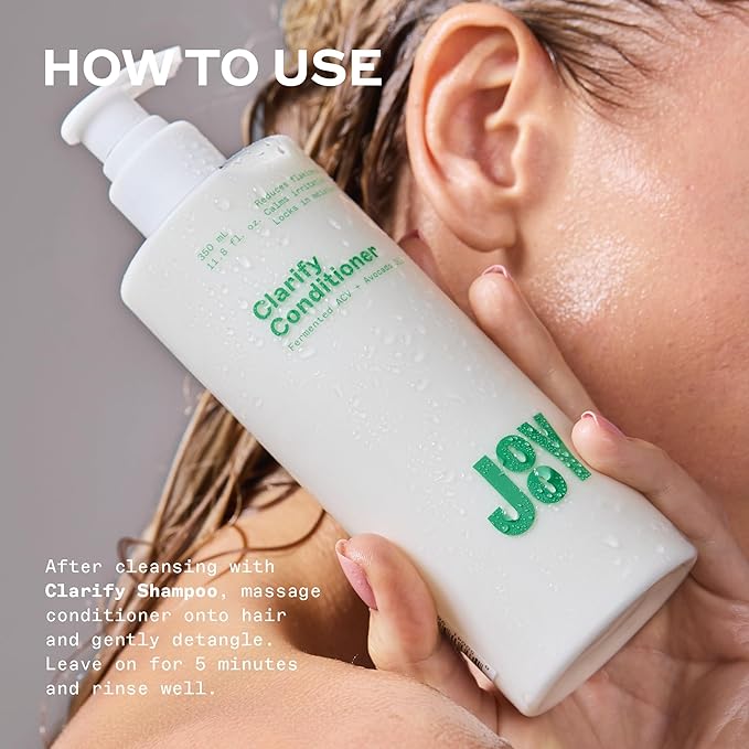 JOOY Clarify Conditioner Weightless Hydration, Soothes Scalp Irritation, Reduces Flakiness & Fights Frizz, Safe for All Hair Types & Color-Treated Hair, Free of Sulfates & Parabens, 3.38 fl oz