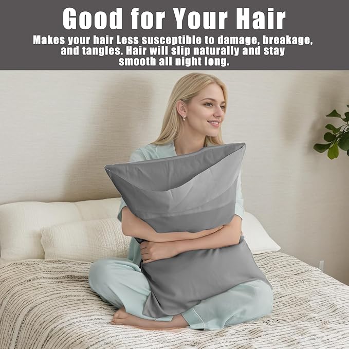 TELUS Pillow Cases King Size 2 Pack, Bamboo Rayon & Lyocell Pillowcase with Envelope Closure, Cooling Breathable Pillow Cover for Hot Sleeper & Night Sweats, 20x40 inch, Deep Grey