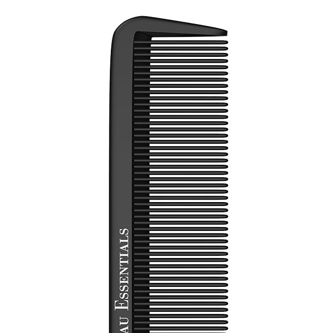 Professional 8.8 Inch Tail Comb - Black Carbon Fiber And Stainless Steel Pintail - Anti Static And Heat Resistant Teasing Lightweight Comb For All Hair Types