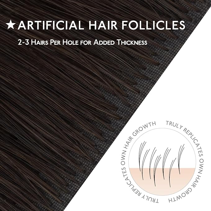 WENNALIFE Invisi Edge Tape in Hair Extensions Human Hair, 24 Inch 50g 20pcs Balayage Dark Brown Mixed Chestnut Brown Invisible Luxury Remy Hair Extensions Natural Seamless Injected Tape Ins Straight