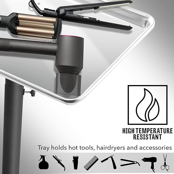 Saloniture Set of 3 - Aluminum Salon Instrument Tray, Heavy-Duty Metal Rolling Base