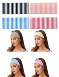 Striped Headbands for Women Elastic Thick Yoga Workout Headband Non Slip Hair Band Hair Accessory,4 Pack