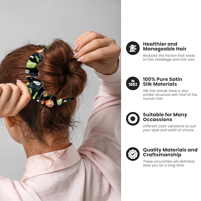 cute design scrunchies for all hair type elastic hair band great for ponytails XL srcunchies set these soft hair ties is great for every occasion (polka dot)