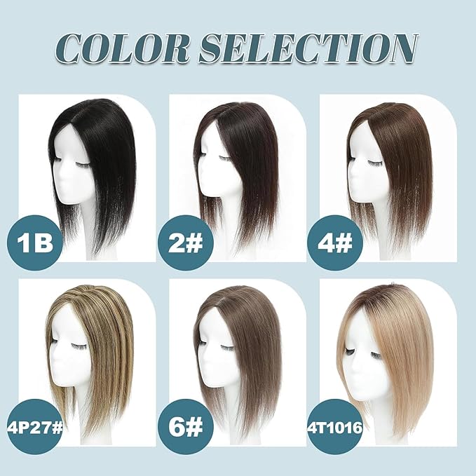 Human Hair Toppers for Women Real HairTopper with Thinning Hair 120% Density Round Shaped Swiss Base Hair Pieces 40g-Medium Brown to Creamy Iced Blone（4T1016#）