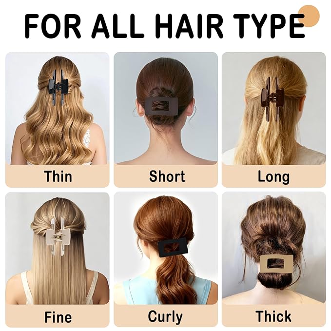 6 PCS Flat Hair Clips for Women Girls，French Flat Claw Clips & Cloud Claw Clips，Large Non-Slip Strong Hold Styling Barrettes Accessories for Thick & Thin Hair，Perfect for Everyday Use-Leopard4