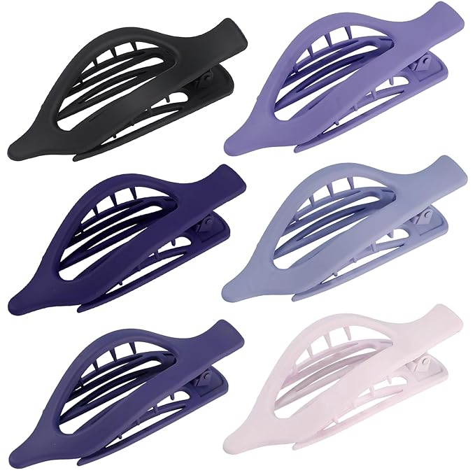 Flat Hair Clips for Women - 6 PCS French Flat Claw Clips Medium Hair Clips for Girls Large Hair Claw Clips for Thick or Thin Hair Strong Hold No Slip Hair Accessories for women (Purple)
