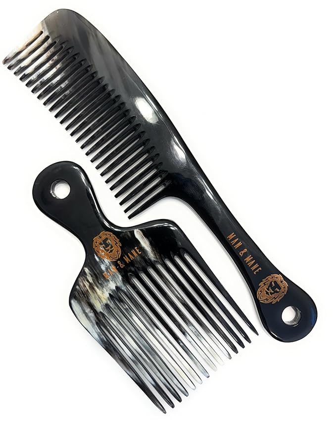 Premium Handmade 100% Oxhorn Anti-static Detangling Styling and Hair Pick Combs Combo Pack for Women & Men