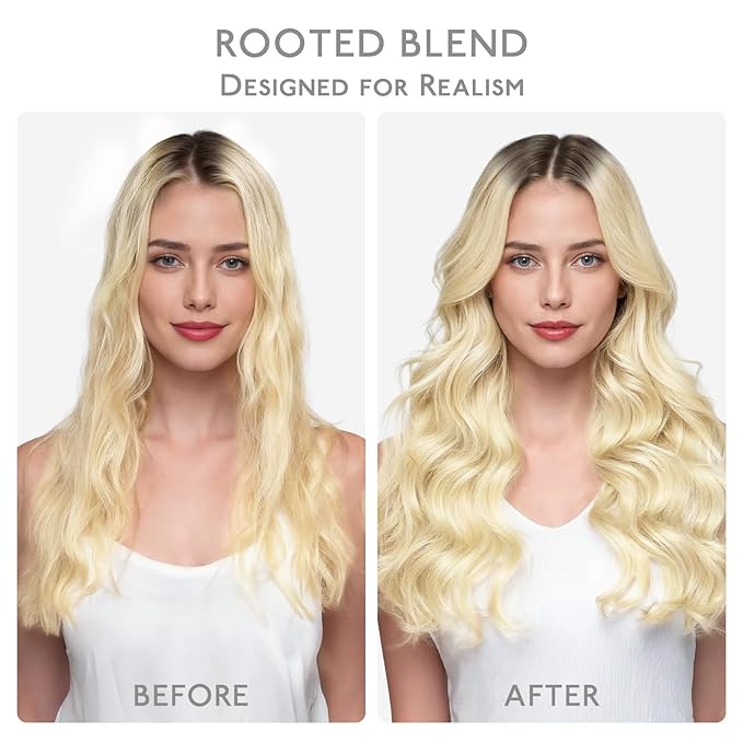 WENNALIFE Clip in Hair Extensions, 22 Inch 120g 7pcs Clip in Hair Extensions Real Human Hair, Ombre Light Dark Brown to Platinum Blonde Remy Hair