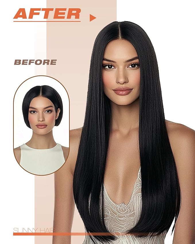 Sunny Hair Extensions Tape in Human Hair Natural Black Tape in Hair Extensions Human Hair 18 inch Remy Tape in Extensions Skin Weft 50g 20Pcs