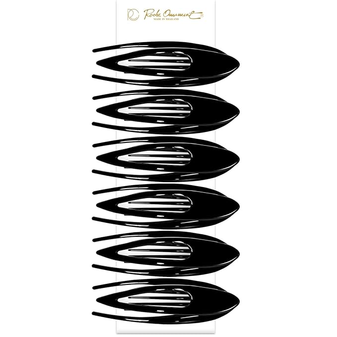 RC ROCHE 6 Pcs Flat Hair Clips Big Claw for Thick Hair French Duckbill Women No Slip Side Slide Curved Alligator Concord Strong Grip Hold Volume Lay Down Clamp, Small Black