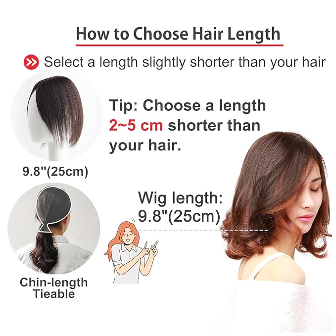 Real Human Hair Topper Double-Monofilament Top Hand-Tied Hair Pieces Mid Length for WomenThinning Hair BHADS812 (3 Natural Brown × Hair Length:9.8"(25cm), Base Size:3.1"×4.7"(8cm×12cm))