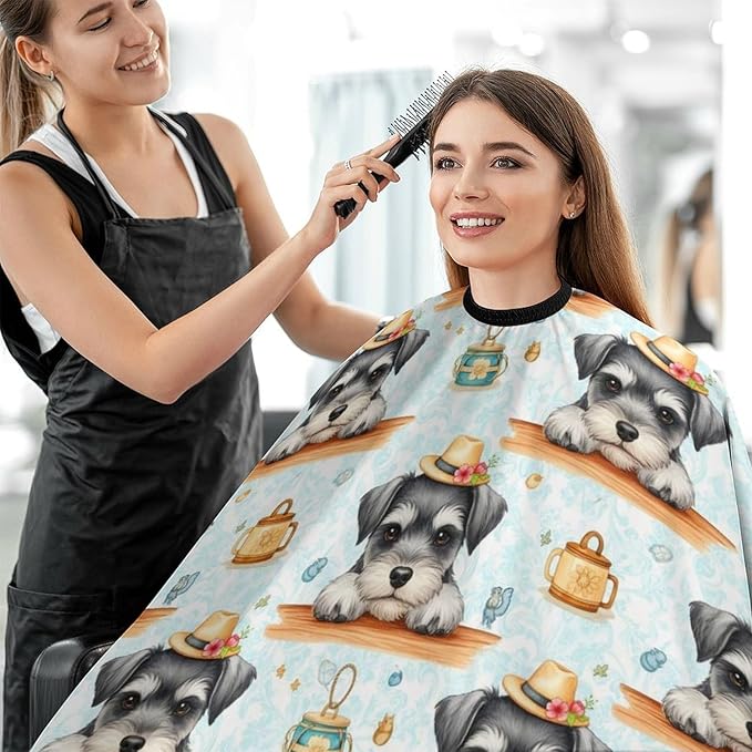 Lightweight Salon Cape, Schnauzer Cute Dog Haircut Hairdressing Cloth Apron Haircut Barber Gown for Barbers
