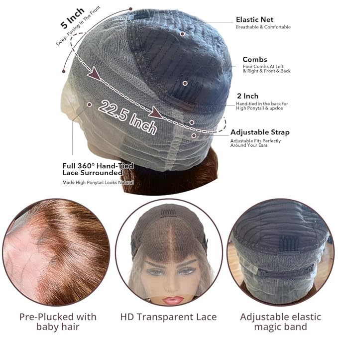 AMIRTY 250 Density 32 Inch 360 Lace Front Wigs Human Hair Honey Blonde Body Wave Lace Front Wigs with Baby Hair Full 360 Glueless HD Transparent Lace Front Wigs for women 4/27