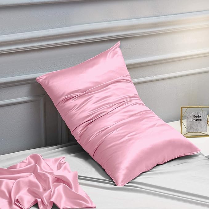 NTBAY Satin Body Pillowcase for Hair and Skin, Luxurious and Silky Pillow case with Envelope Closure, 20x54 Inches, Pink