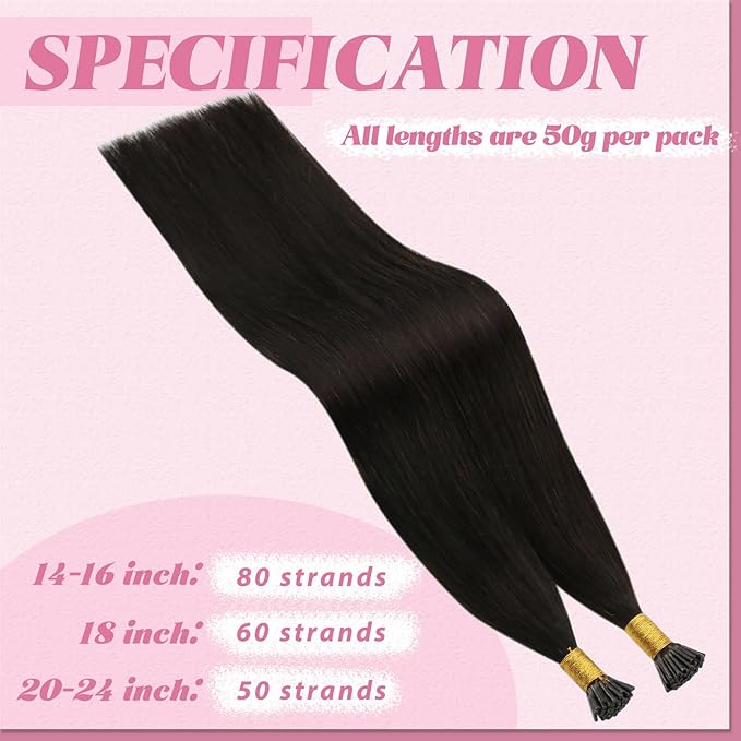 YoungSee I Tips Hair Extensions Human Hair Dark Brown Itip Hair Extensions Real Human Hair Brown Itip Hair Extension 18 Inch 60s 50g Pre Bonded Hair Extension for Everyday Wear