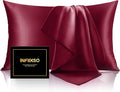 INFIIXSO Mulberry Silk Pillowcase for Hair and Skin, Silk Pillow Cases Standard Size with Hidden Zipper 20x26 Inches, Super Smooth and Soft Cooling Pillow Cases for Hot Sleepers(Burgundy, 1 Pack)