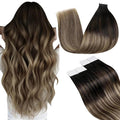 LaaVoo Human Hair Tape in Extensions Ombre Black to Medium Brown Mix Caramel Blonde Hair Extensions Tape in Real Human Hair Tape in Hair Extensions for Women 12in 20pcs/30g