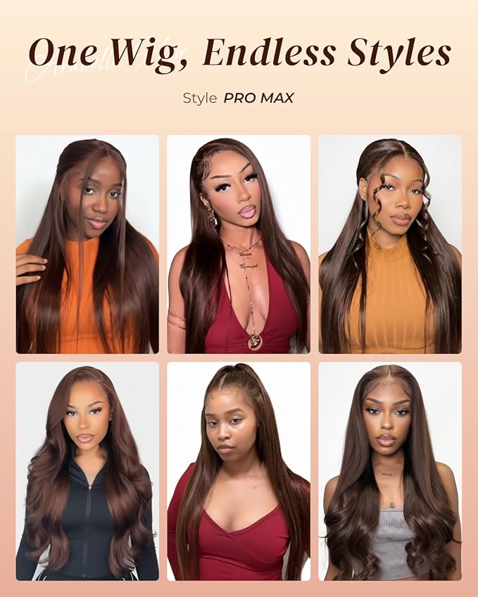 Arabella 13x6 Chocolate Brown Lace Front Wig Human Hair 4# Stright Wigs Human Hair Pre Plucked Pre Bleached Pre Cut Glueless Brown Frontal Wig Human Hair 30 Inch