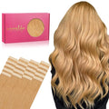 WENNALIFE Tape in Hair Extensions Human Hair, 20pcs 50g 18 inch Strawberry Blonde Remy Hair Extensions Straight Human Hair Tape in Extensions Skin Weft Tape Extensions Human Hair