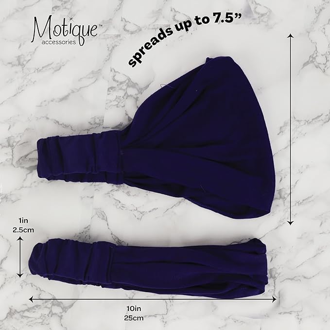 Motique Accessories Purple Wide Cotton Head Band Solid Boho Yoga Style Soft Hairband for Women