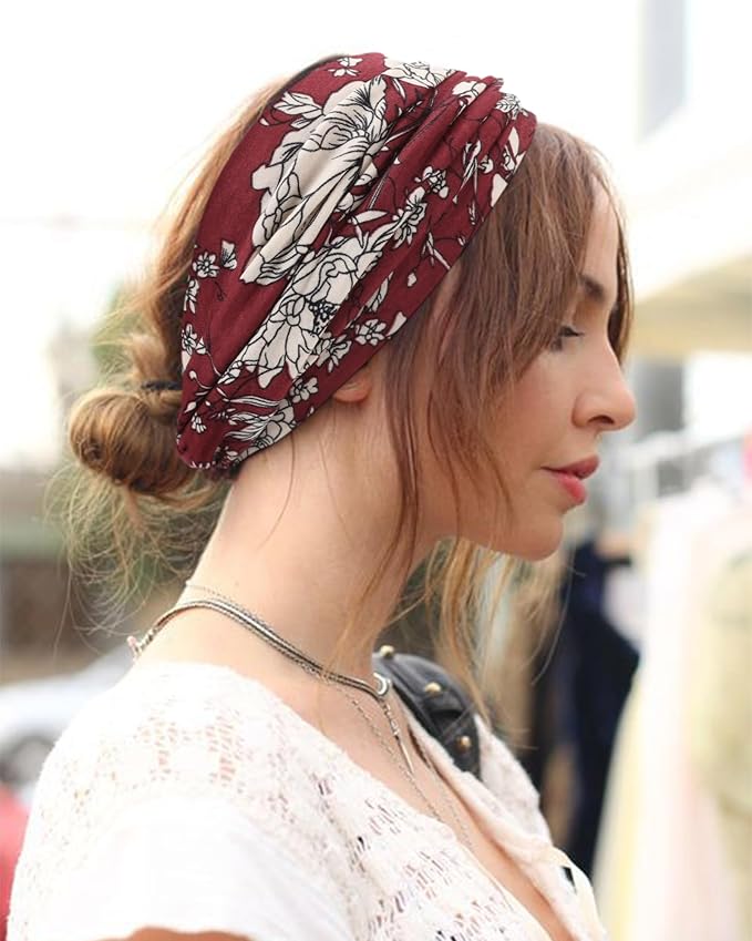 Extra Wide Headbands for Women Large Turban Headband Non Slip Boho Elastic Hairband Hair Twisted Knot Head Bands Accessories