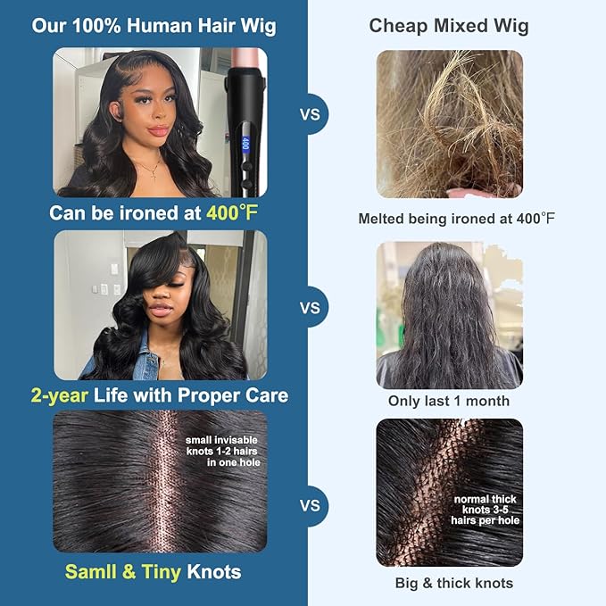13x6 Lace Front Wigs Human Hair Body Wave Wig, 100% Human Hair [2-year life] 28 Inch Body Wave Lace Front Wigs Natural Black Color HD Lace Frontal Wigs for Black Women 200% Density