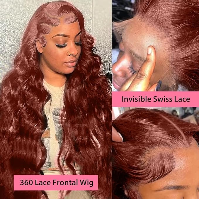 30 Inch Ginger Wig Human Hair 13X4 HD Transparent Lace Front Wigs Human Hair Pre Plucked with Baby Hair Chestnut Brown #33 Human Hair Wigs For Women