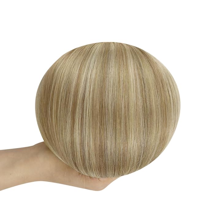 Full Shine Clip in Hair Extensions 20 inch 150g 8Pcs Seamless Clip ins Human Hair Dirty Blonde with Highlights Hair Extensions Ease of Use