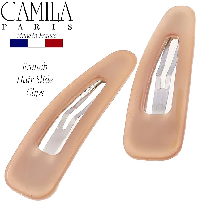Camila Paris CP3090 French Hair Barrettes Clips, Snap Hair Slides Clic Clac for Women, Styling Girls Side Slide-in Metal Snap Pin Hair Accessories for Women. Strong Hold, No Slip Grip, Made in France