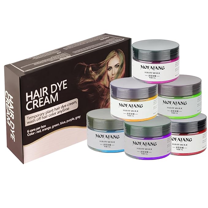 Temporary Hair Color Chalk, Hair Wax Color For Gifts, Birthday,Party, Cosplay DIY, Halloween, Christmas (6, Red Pink Gold Blue Green Purple)