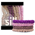 Suncdelv Silk,100% Silk Scrunchies for Hair,22 Momme Hair Ties for Anti-Crease & Breakage,Natural Women Hair Accessories，Fashion Hairbands 4PCS（Purple series）