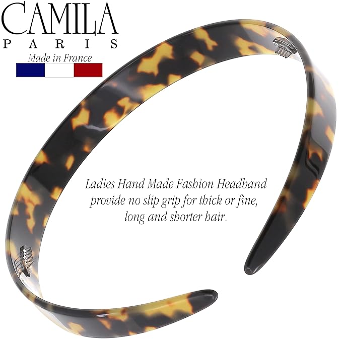 Camila Paris CP3466 French Headband for Women, Handmade Tokyo, Strong Hold Grip Women's Hair Band, Ligth and Very Flexible, No Slip and Durable Styling Girls Hair Accessories, Made in France