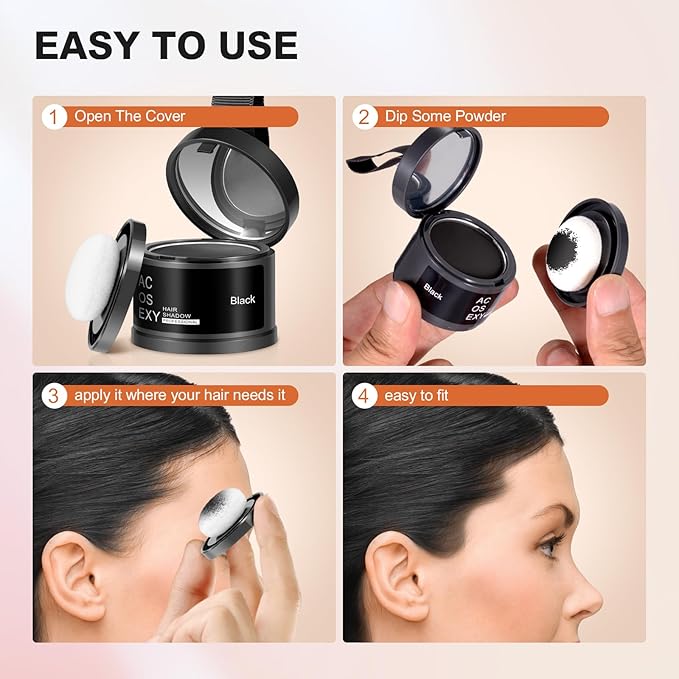 Root Touch Up Powder - Instant Gray Hair Coverage for Hairline, Eyebrows, Beard Line and Bald Spots (Coffee)