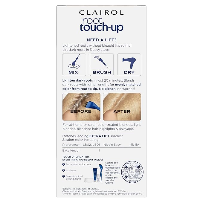 Clairol Root Touch-Up Permanent Hair Dye, Extra Lift Hair Color, Pack of 2
