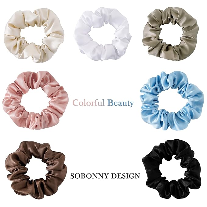 100% Mulberry Silk Hair Scrunchie, Red - 1 Count, No Frizz Damage for Sleep and Women