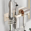 Hair Dryer Holder Wall Mounted,Blow Dryer, Curling Iron, Straightener Holder 3 in 1 Bathroom Metal Hair Tool Organizer Rack-White-2