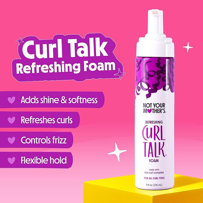 Not Your Mother's Curl Talk Frizz Control Sculpting Gel, Defining Cream, and Refreshing Curl Foam (3-Pack) - 6 and 8 fl oz - Formulated with Rice Curl Complex - For All Curly Hair Types